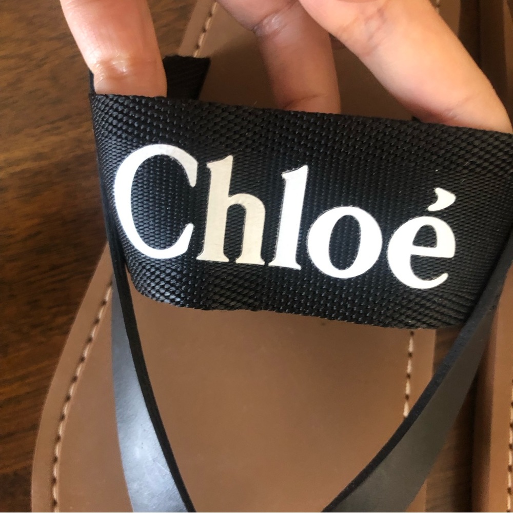 NIB $450 CHLOÉ Woody Logo Sandal (Women) in Black - size 40 EU / 10 US! - Picture 9 of 16